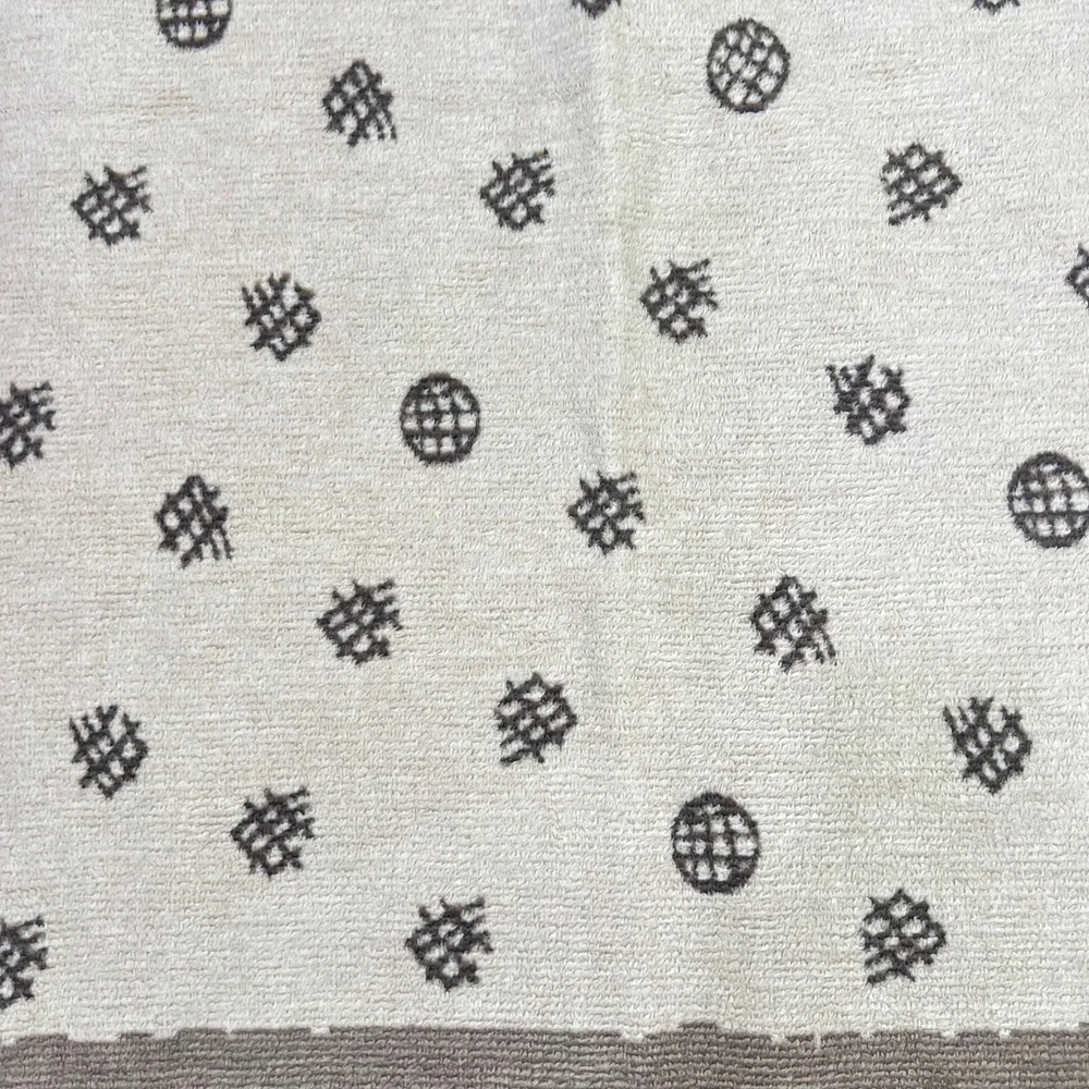 Vtg. IBENA Woven Jacquard Throw Blanket Geometric Germany Made Grey Velour 53x76